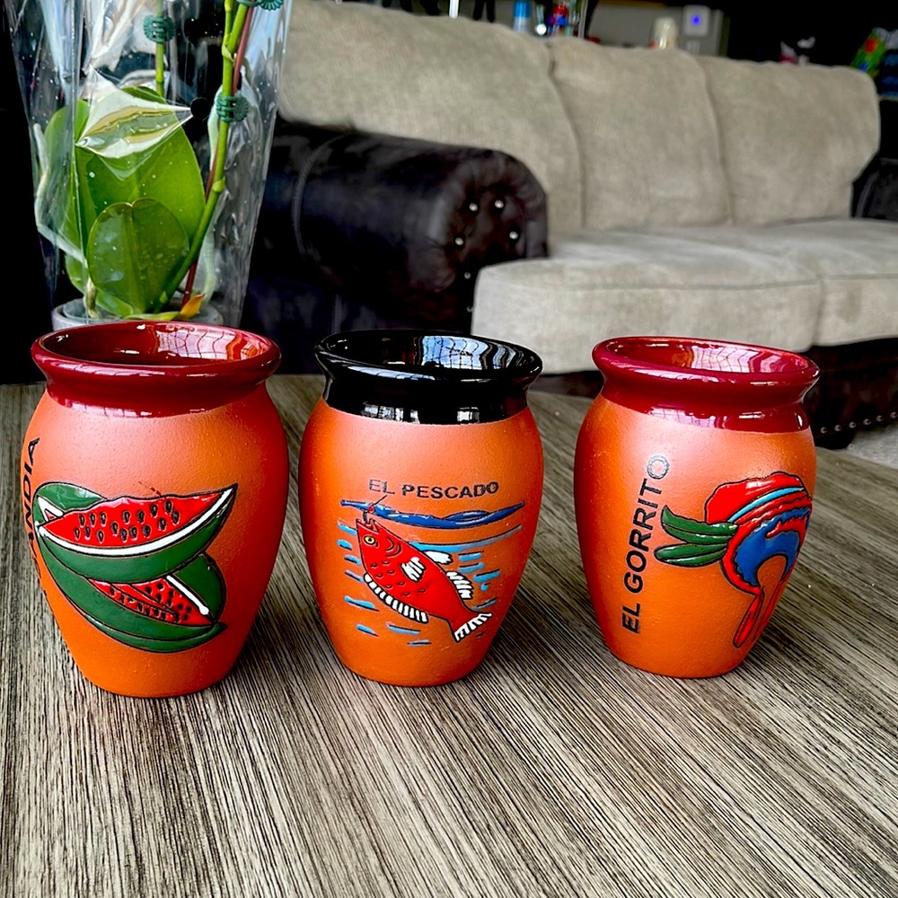 Mexican clay cantaritos set of 3